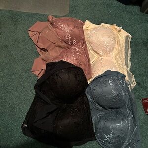 Elegant Lace Bras in Black, Cream, brown & green
